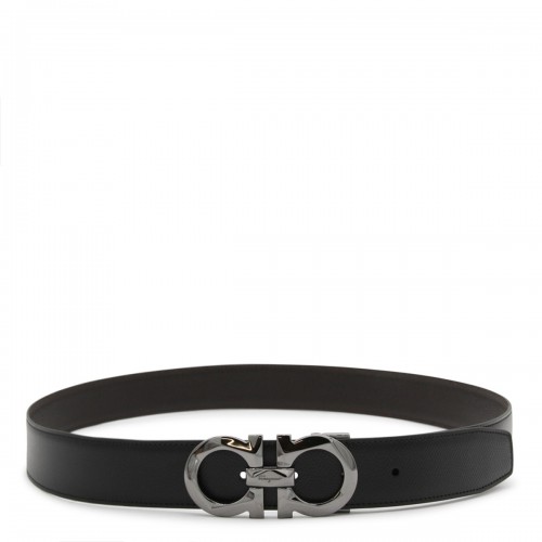 BLACK LEATHER GANCINI BELT