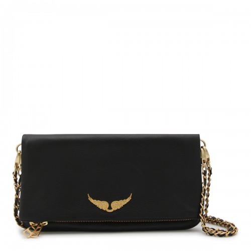 BLACK AND GOLD LEATHER SHOULDER BAG