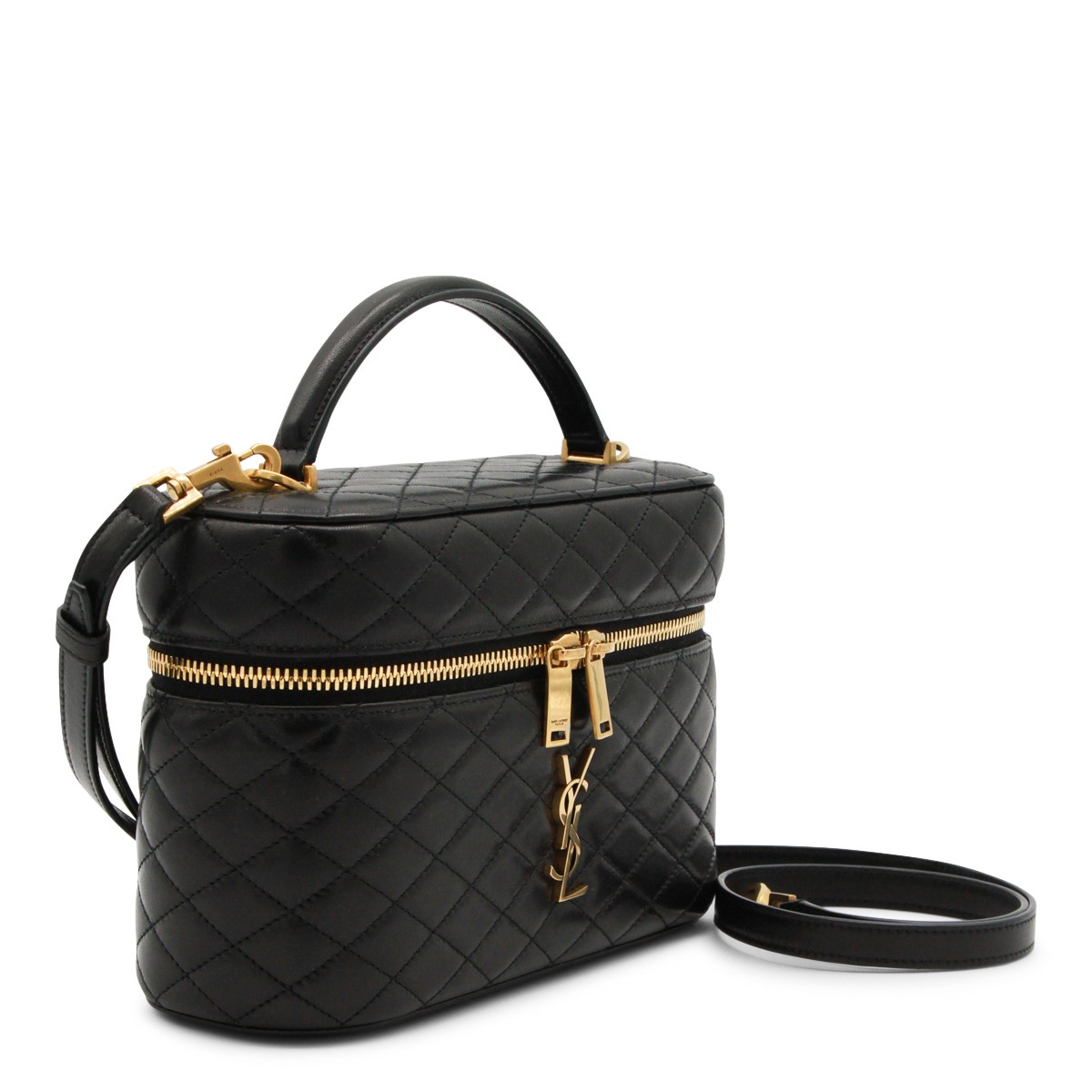 BLACK LEATHER YSL GABY VANITY L TOP...