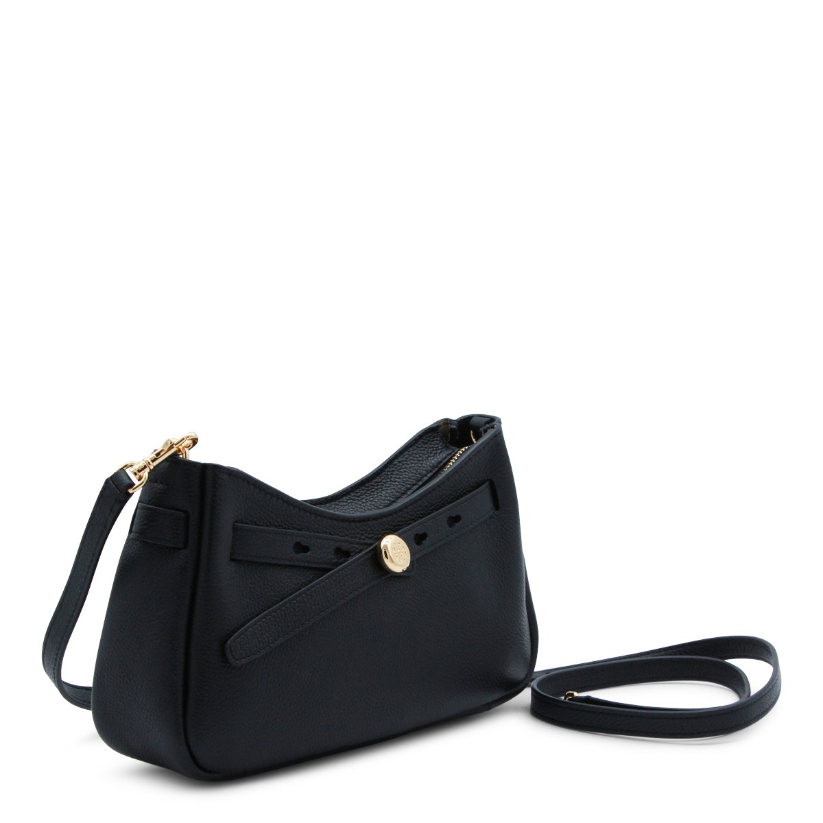 BLACK LEATHER CROSSBODY BAG