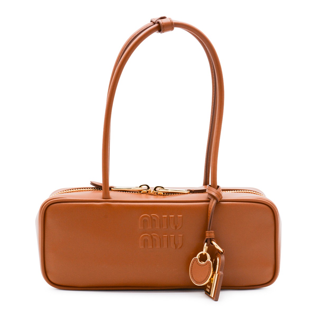 COGNAC LEATHER TOP HANDLE BAG