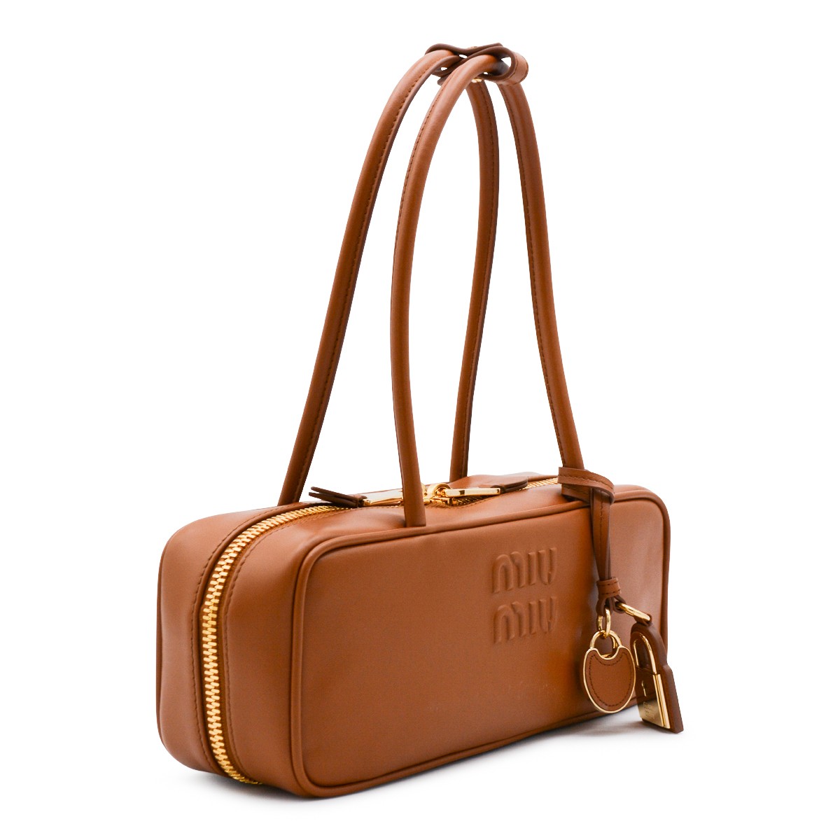 COGNAC LEATHER TOP HANDLE BAG