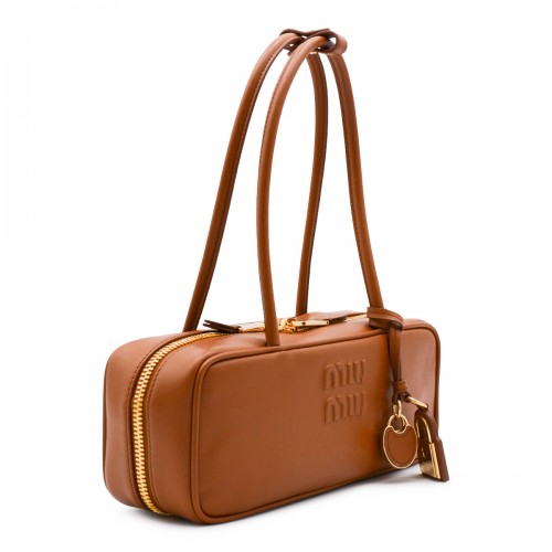 COGNAC LEATHER TOP HANDLE BAG