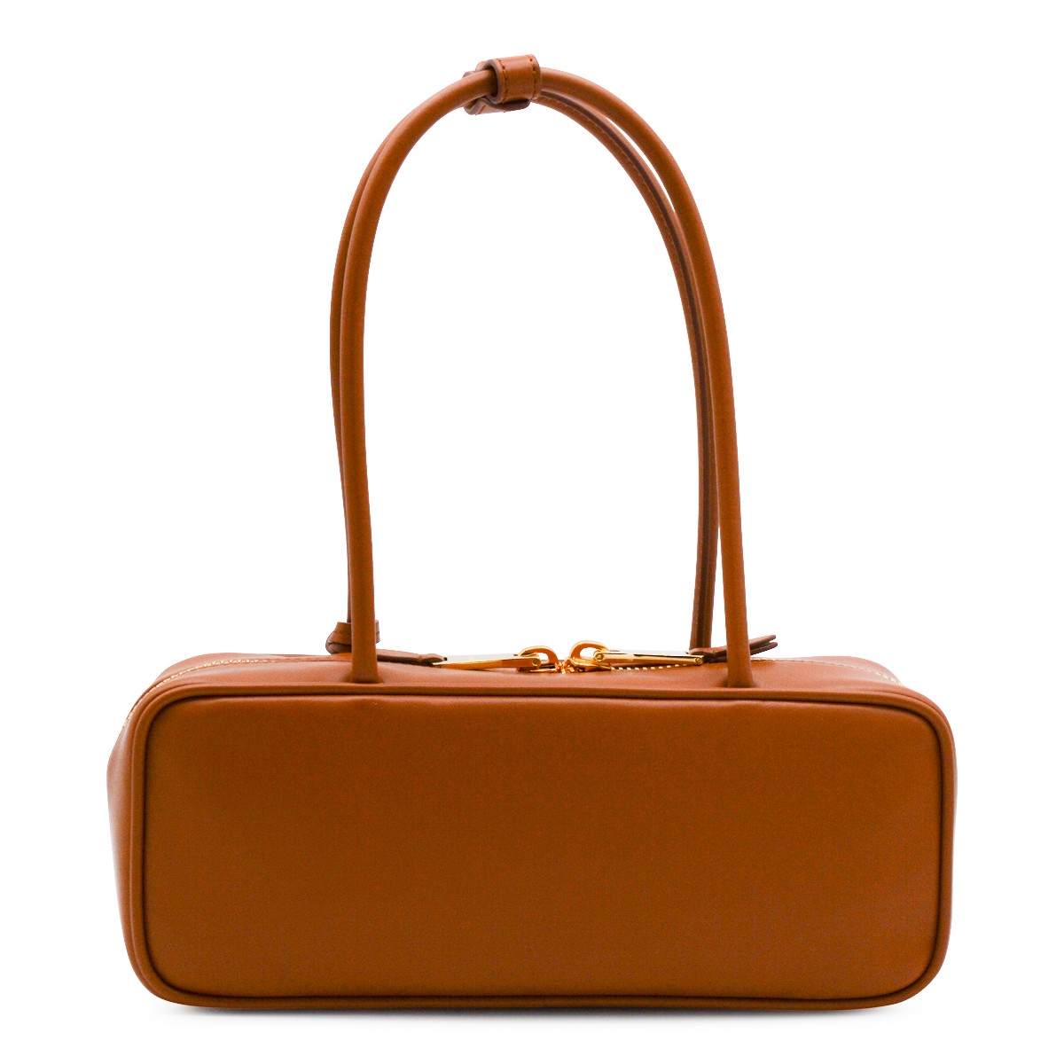 COGNAC LEATHER TOP HANDLE BAG