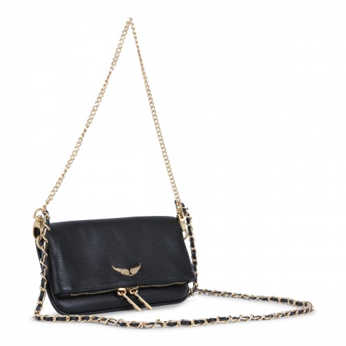BLACK LEATHER ROCK NANO SHOULDER BAG