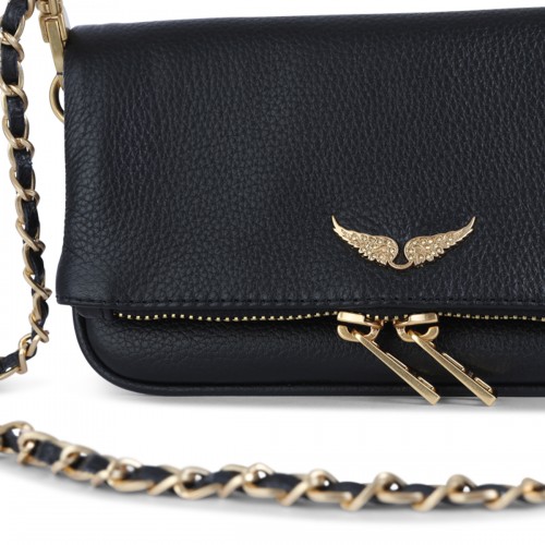 BLACK LEATHER ROCK NANO SHOULDER BAG