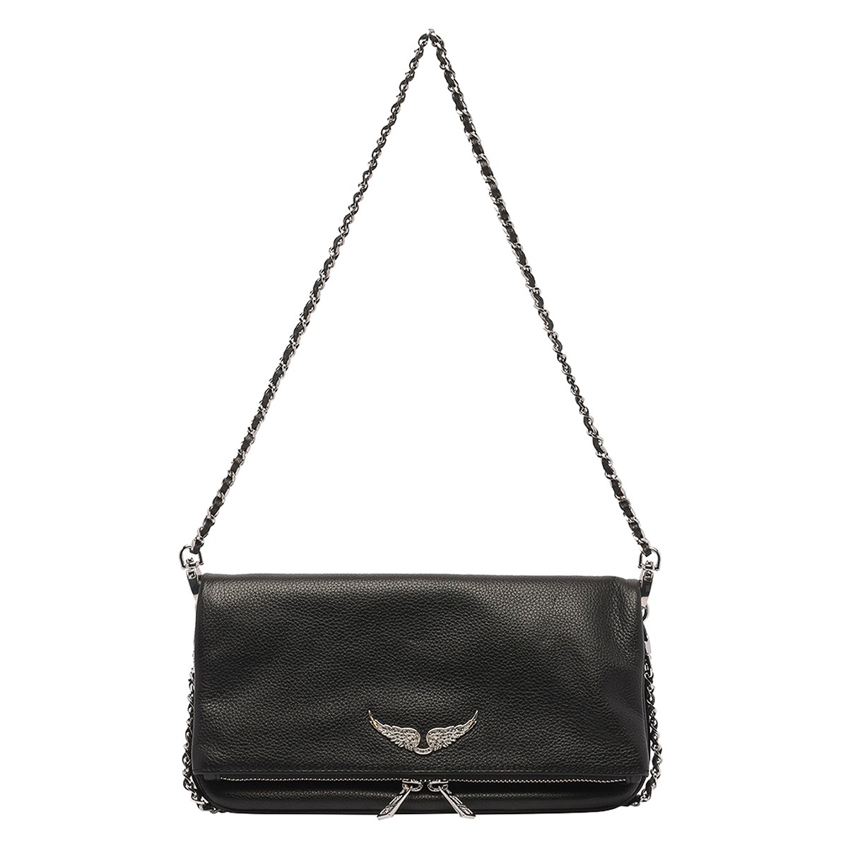 BLACK LEATHER ROCK SHOULDER BAG