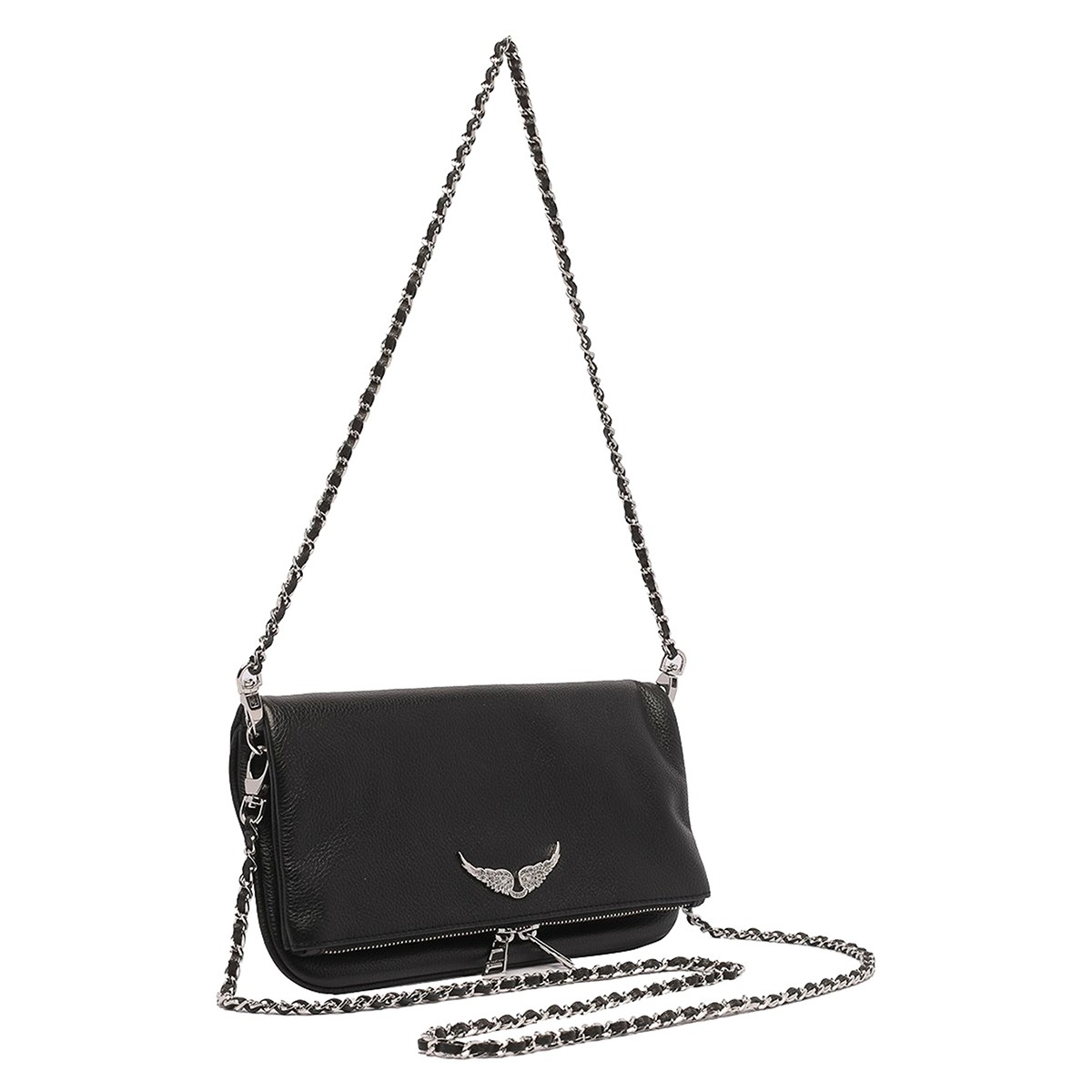 BLACK LEATHER ROCK SHOULDER BAG