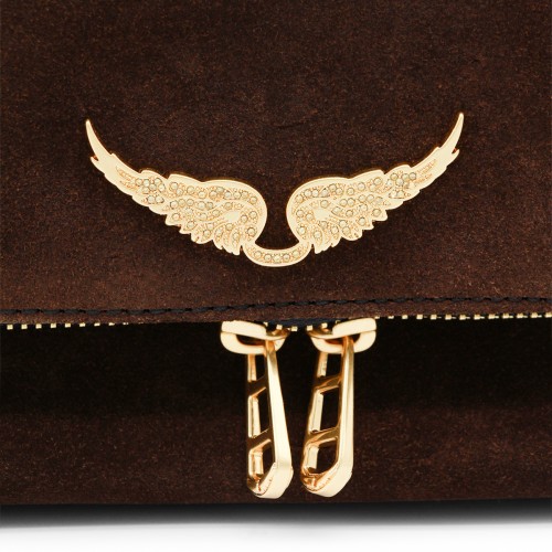 WOOD LEATHER ROCK II SUEDE SHOULDER BAG