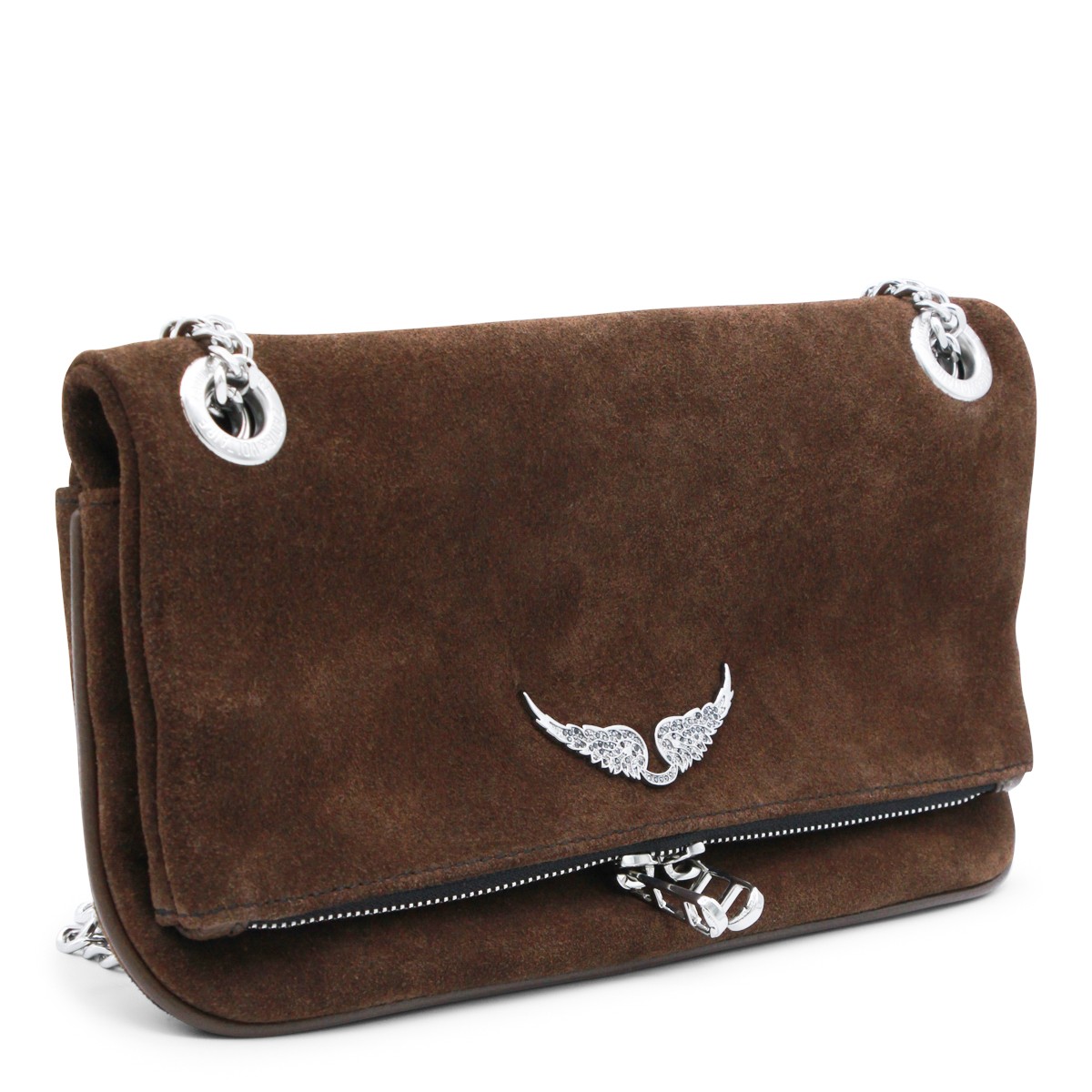 WOOD LEATHER ROCK II SUEDE SHOULDER BAG