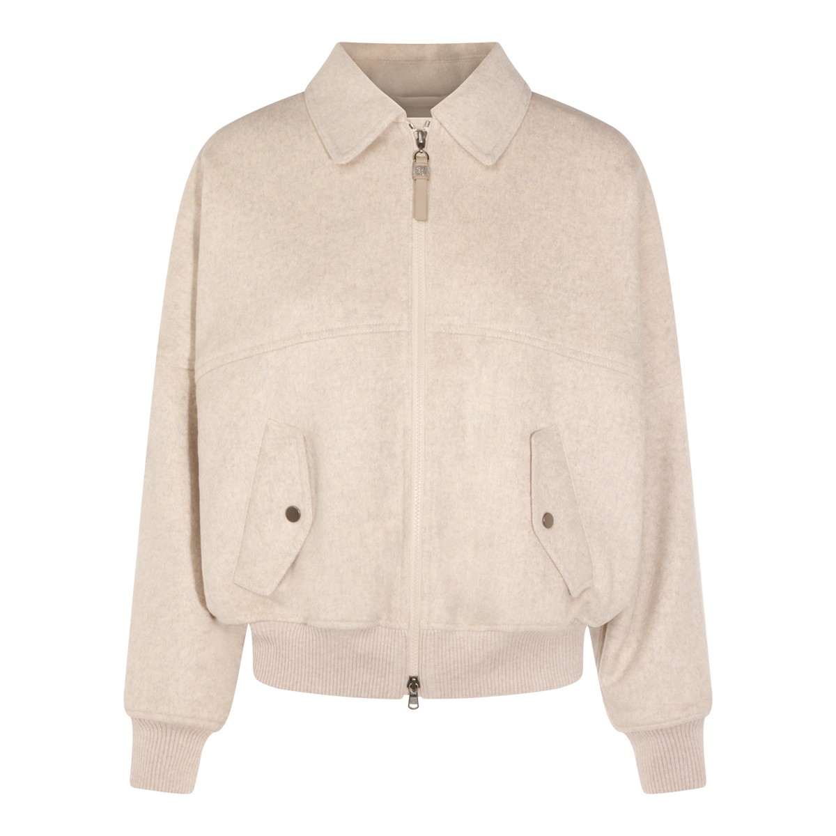 BEIGE WOOD BLEND CASUAL JACKET