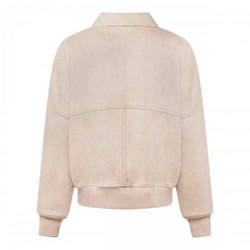 BEIGE WOOD BLEND CASUAL JACKET