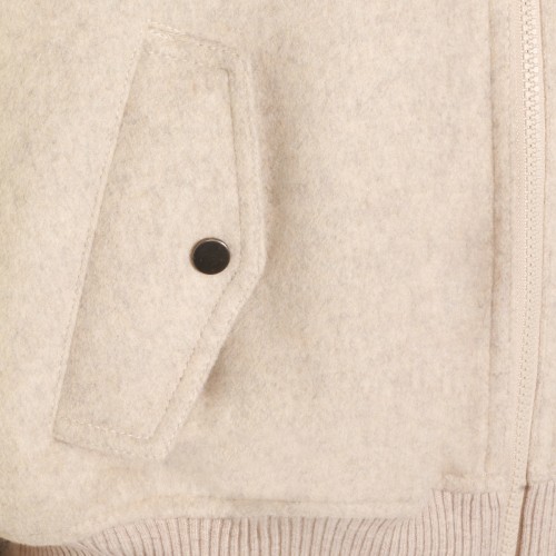 BEIGE WOOD BLEND CASUAL JACKET