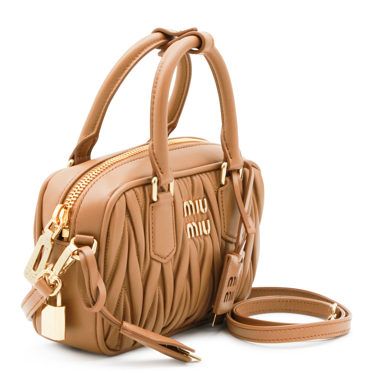 CARAMEL LEATHER TOP HANDLE BAG