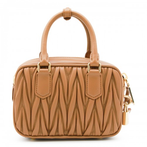 CARAMEL LEATHER TOP HANDLE BAG