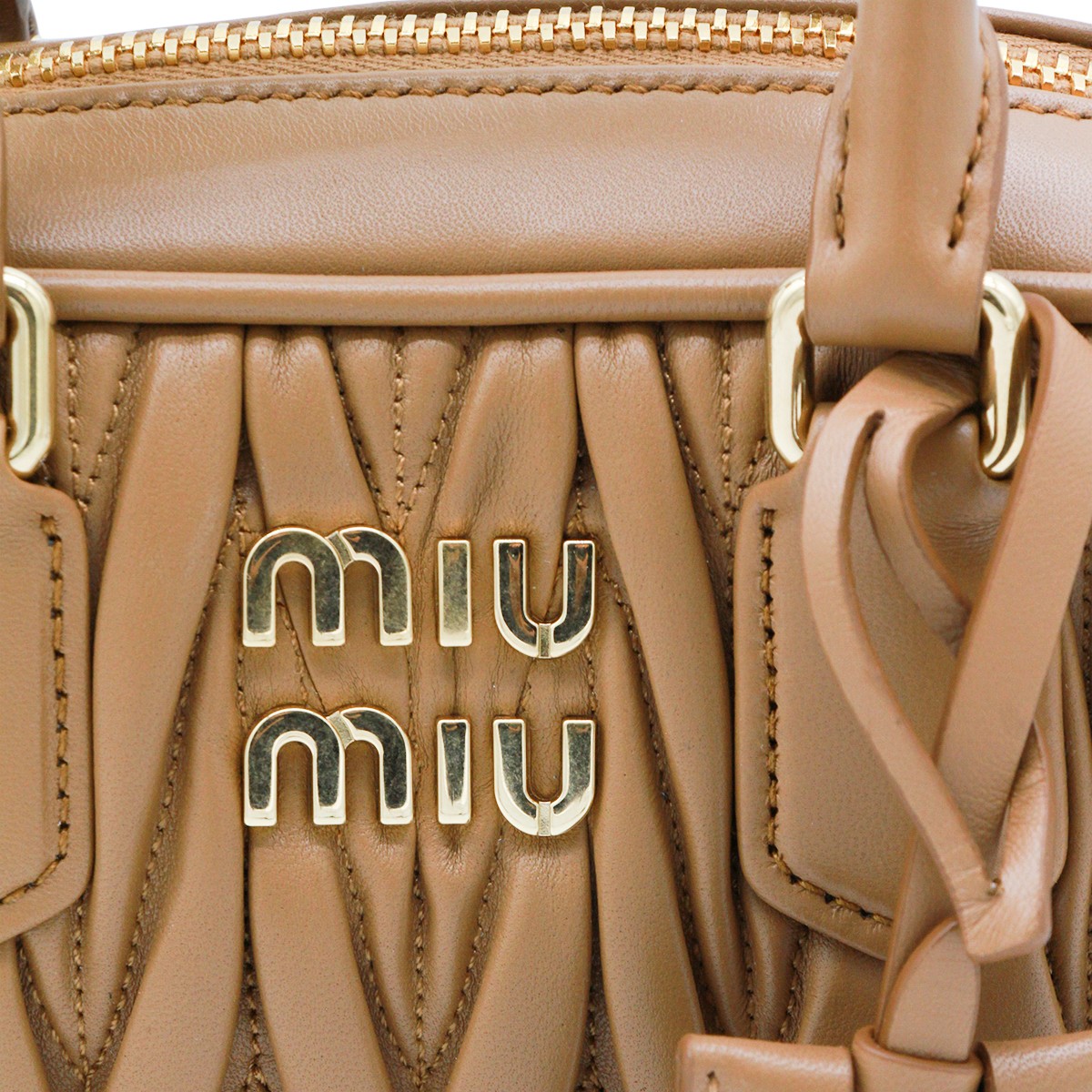 CARAMEL LEATHER TOP HANDLE BAG