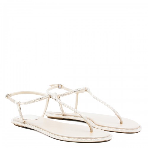 WHITE LEATHER FLATS