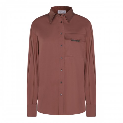 RED BROWN COTTON SHIRT