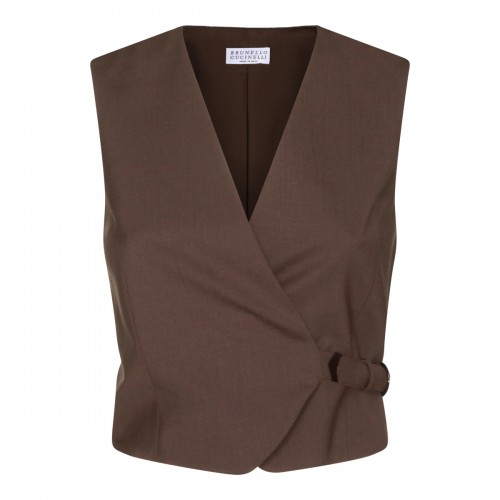 BROWN WOOL BLEND CASUAL JACKET