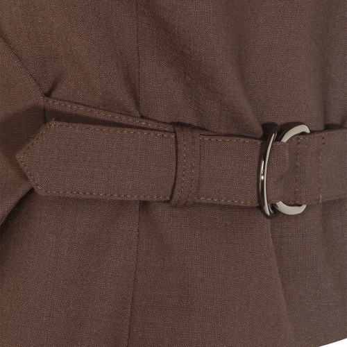 BROWN WOOL BLEND CASUAL JACKET