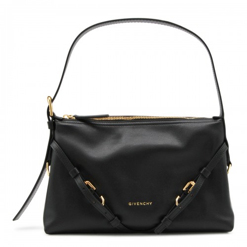 BLACK LEATHER VOYOU SHOULDER BAG