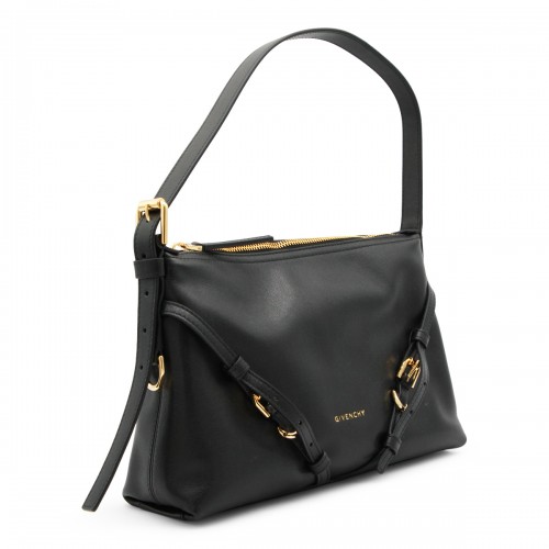 BLACK LEATHER VOYOU SHOULDER BAG