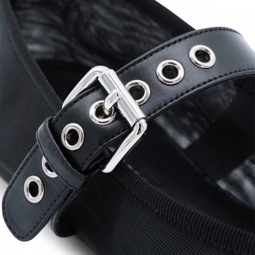 BLACK LEATHER FLATS