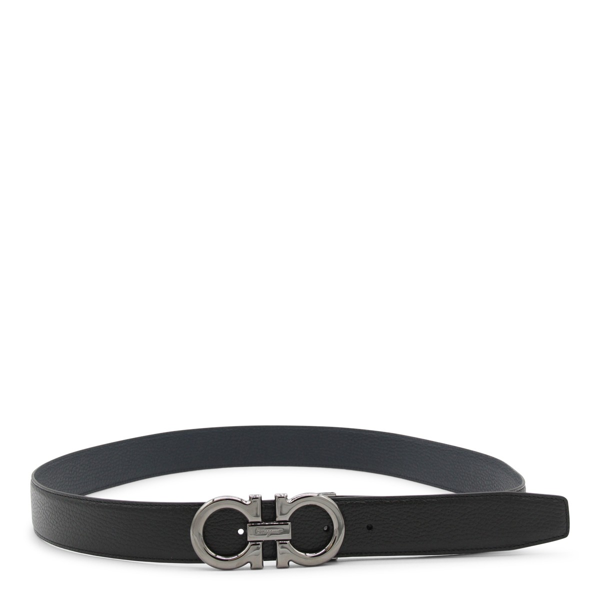 BLACK LEATHER GANCINI BELT