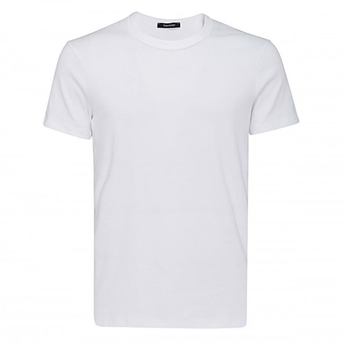 WHITE COTTON BLEND T-SHIRT