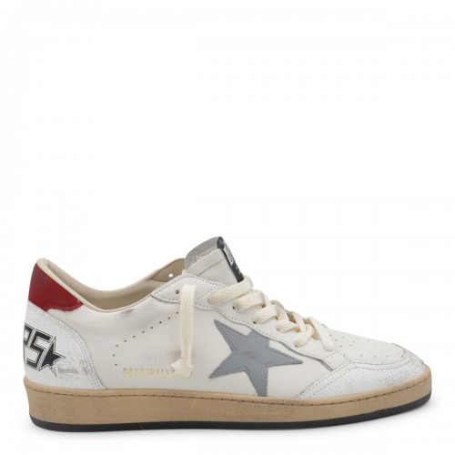 WHITE AND LIGHT BLUE LEATHER BALL STAR SNEAKERS