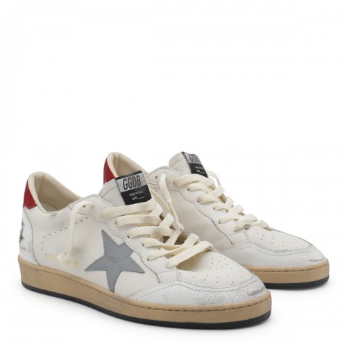WHITE AND LIGHT BLUE LEATHER BALL STAR SNEAKERS