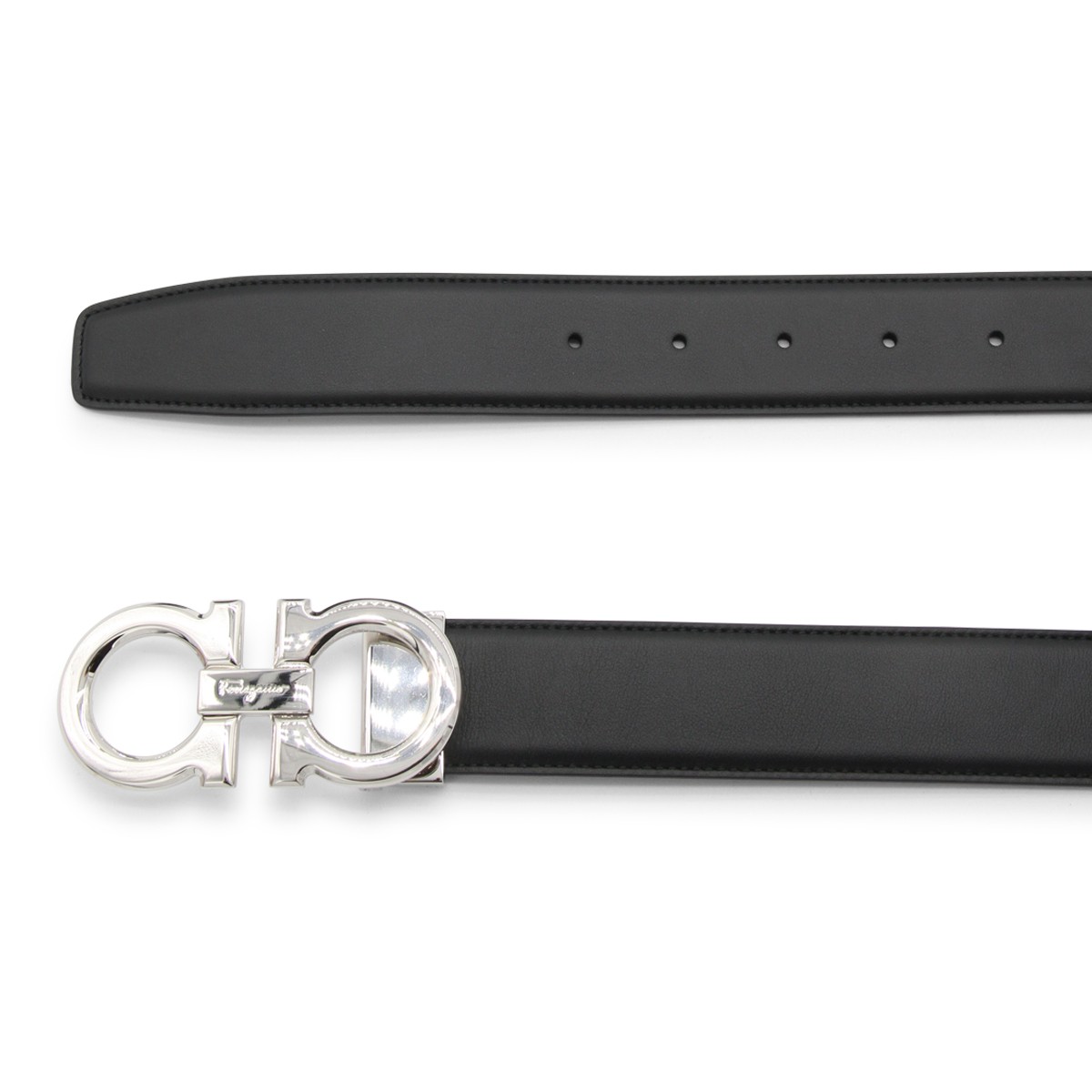 BLACK LEATHER GANCINI BELT