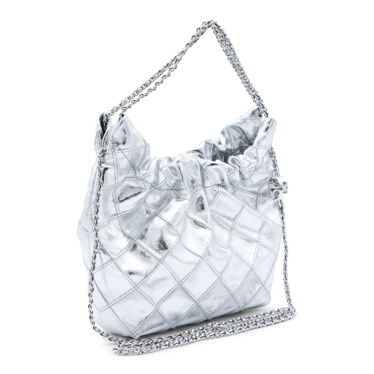 SILVER LEATHER CROSSBODY BAG