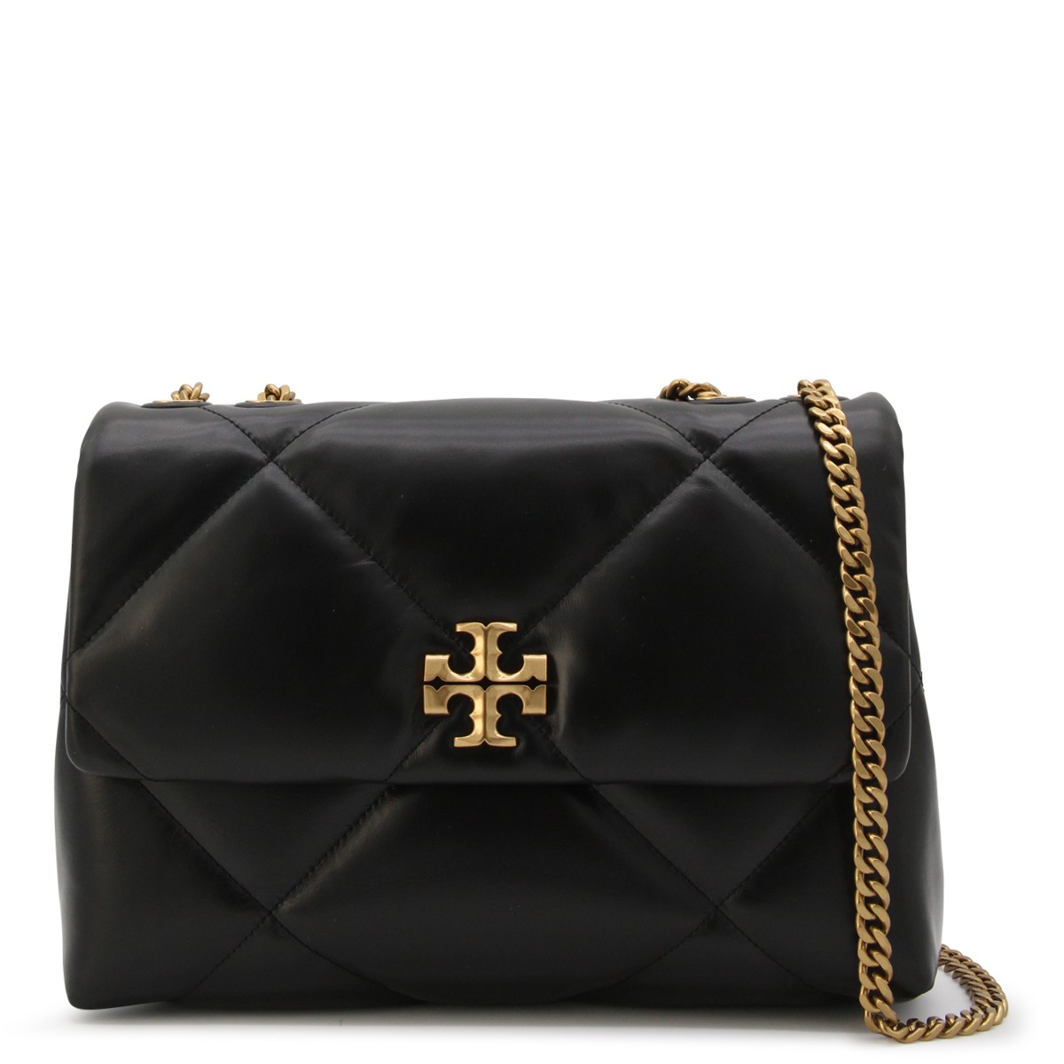 BLACK LEATHER KIRA DIAMOND SHOULDER BAG