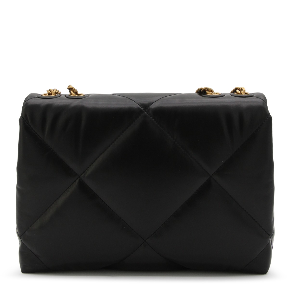 BLACK LEATHER KIRA DIAMOND SHOULDER BAG