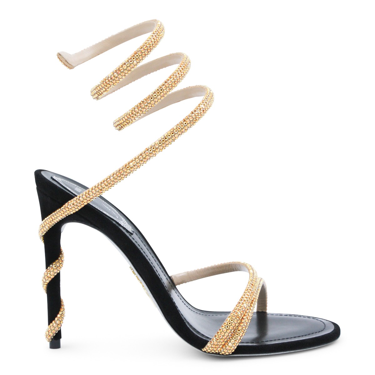 BLACK AND GOLD LEATHER SANDALS