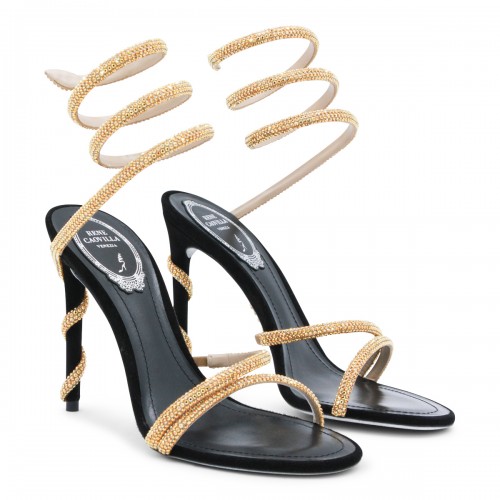 BLACK AND GOLD LEATHER SANDALS 2
