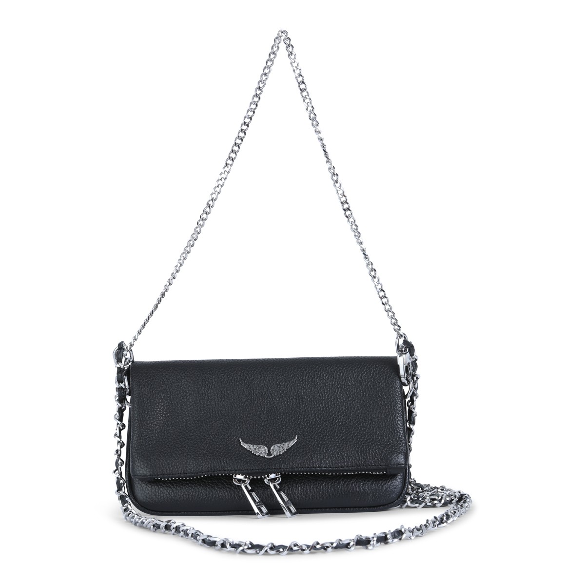 BLACK LEATHER ROCK NANO SHOULDER BAG