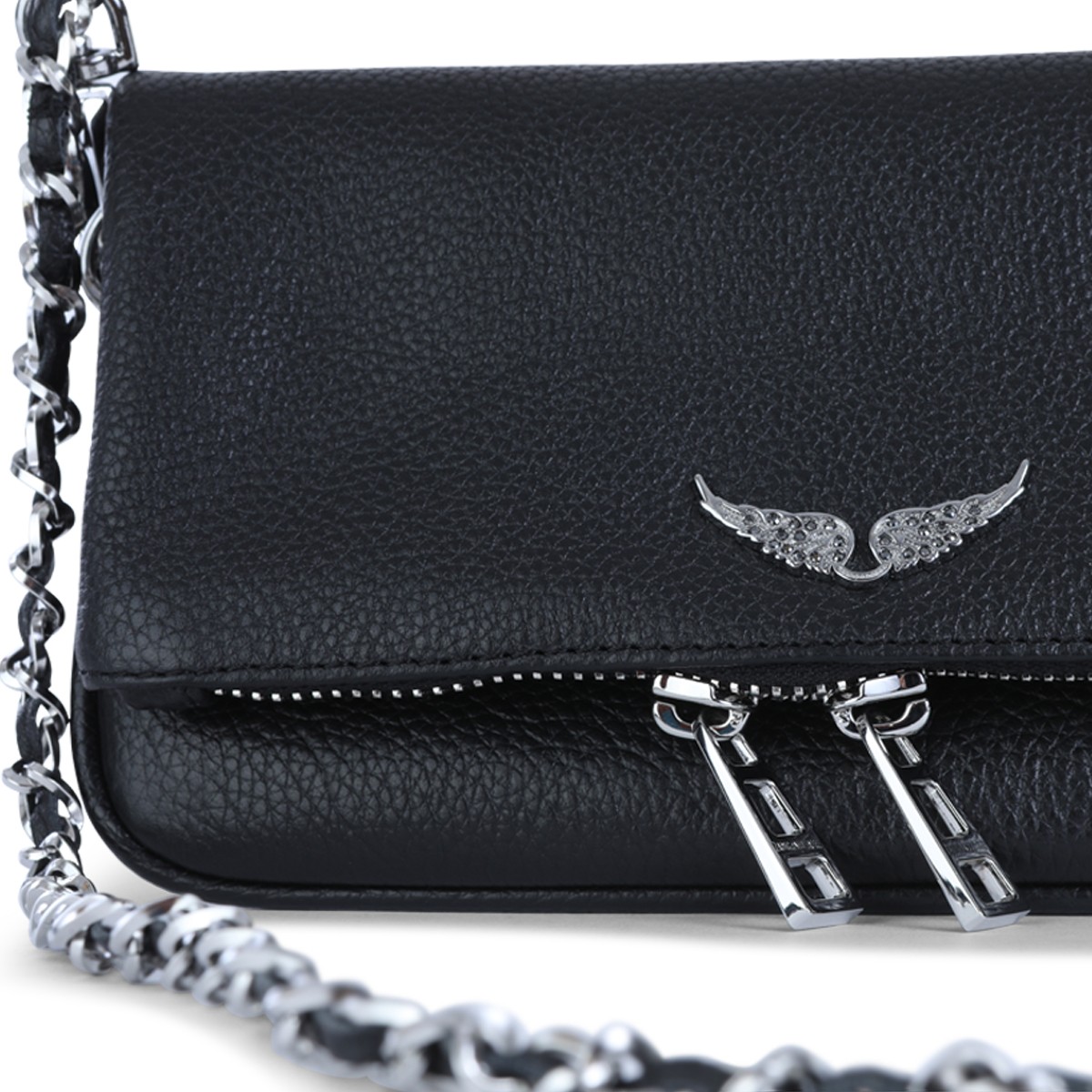 BLACK LEATHER ROCK NANO SHOULDER BAG