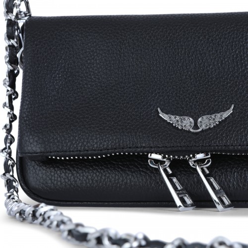 BLACK LEATHER ROCK NANO SHOULDER BAG