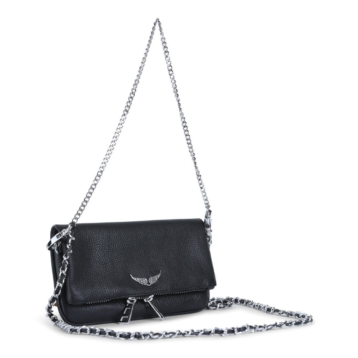 BLACK LEATHER ROCK NANO SHOULDER BAG