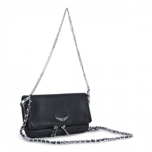 BLACK LEATHER ROCK NANO SHOULDER BAG