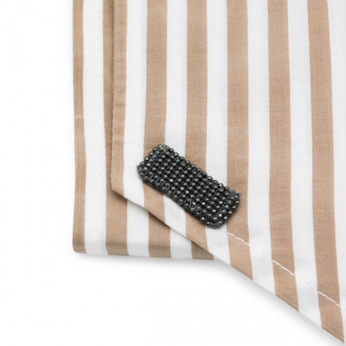 WHITE AND BEIGE COTTON SCARF 2