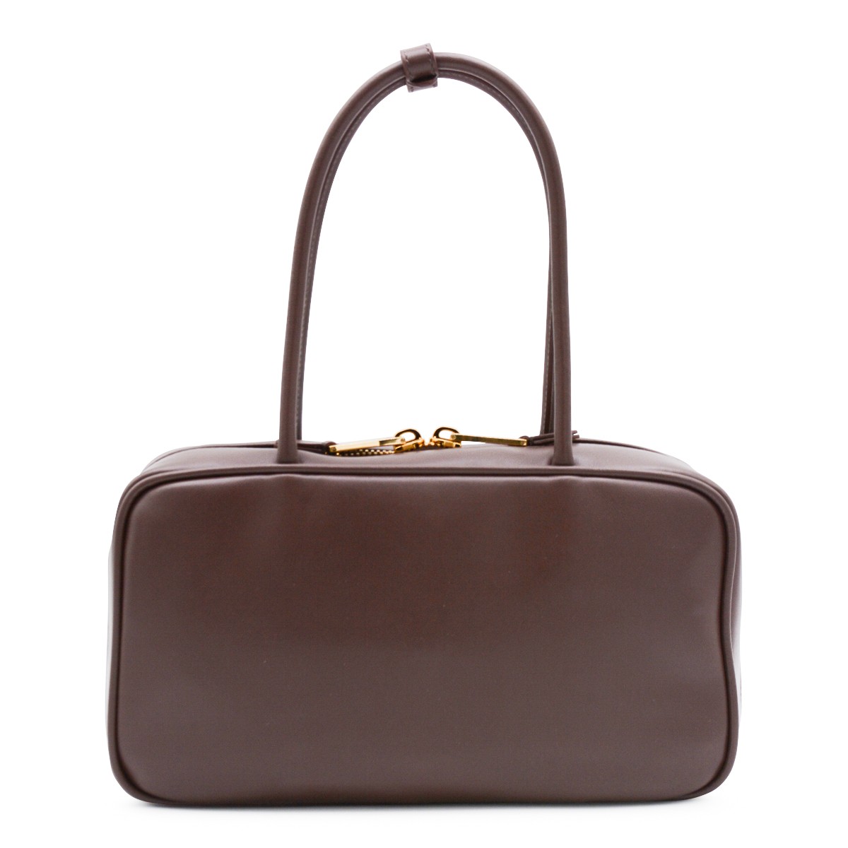 DARK BROWN LEATHER TOP HANDLE BAG