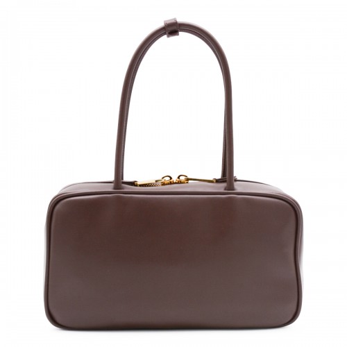 DARK BROWN LEATHER TOP HANDLE BAG
