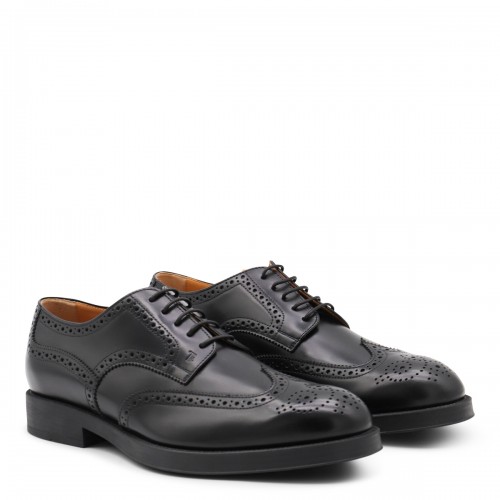 BLACK LEATHER LACE UP SHOES