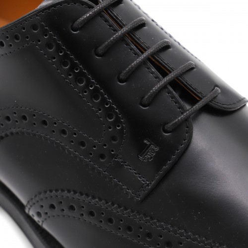 BLACK LEATHER LACE UP SHOES