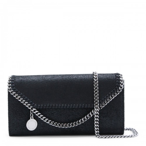 BLACK FAUX LEATHER CONTINENTAL WALLET CROSSBODY BAG