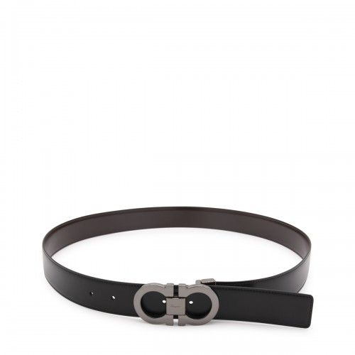 BLACK LEATHER GANCINI BELT