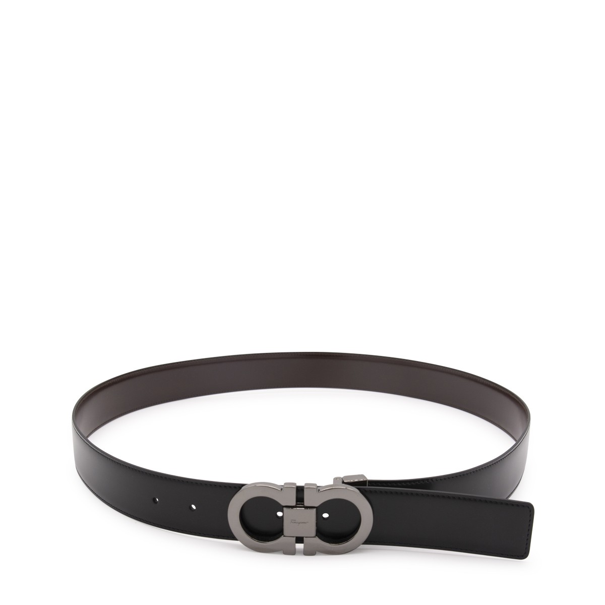 BLACK LEATHER GANCINI BELT